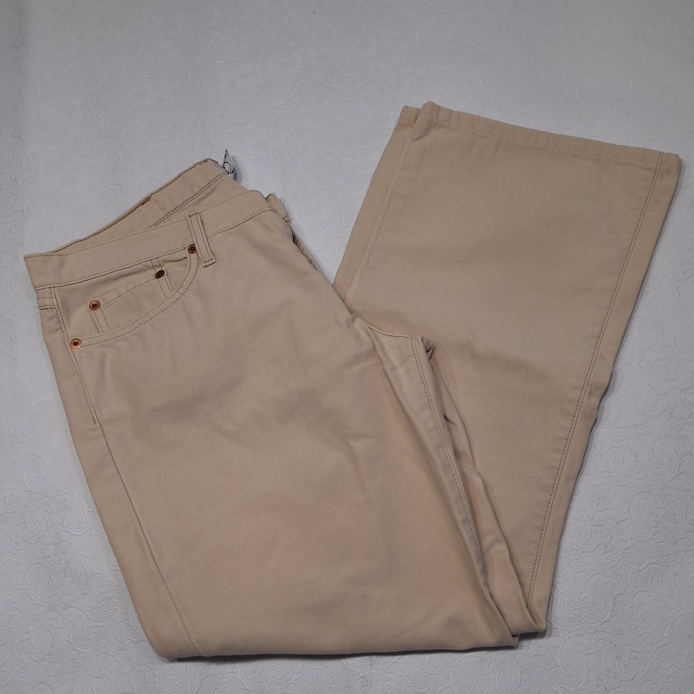 Lucky Brand Dungarees Women's 14/32 Cream Flare Pants Size 14/32